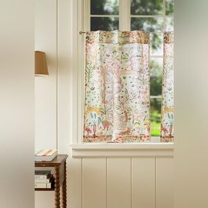 New Anthropologie Organic Cotton Tales Menagerie Printed Cafe Curtains Set of 2